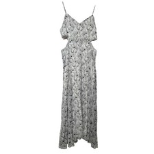 Express Women's XL White Floral Cutout Maxi Dress Flowy Sleeveless Summer Boho