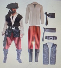 Spooktacular Creations Pirate Adult Costume Size Large 7-Piece Set NWT