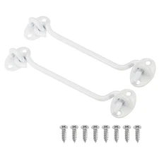 2 x 6" Hook Eye Latch Carbon Steel Privacy Hook and Eye Latch Gate Lock White