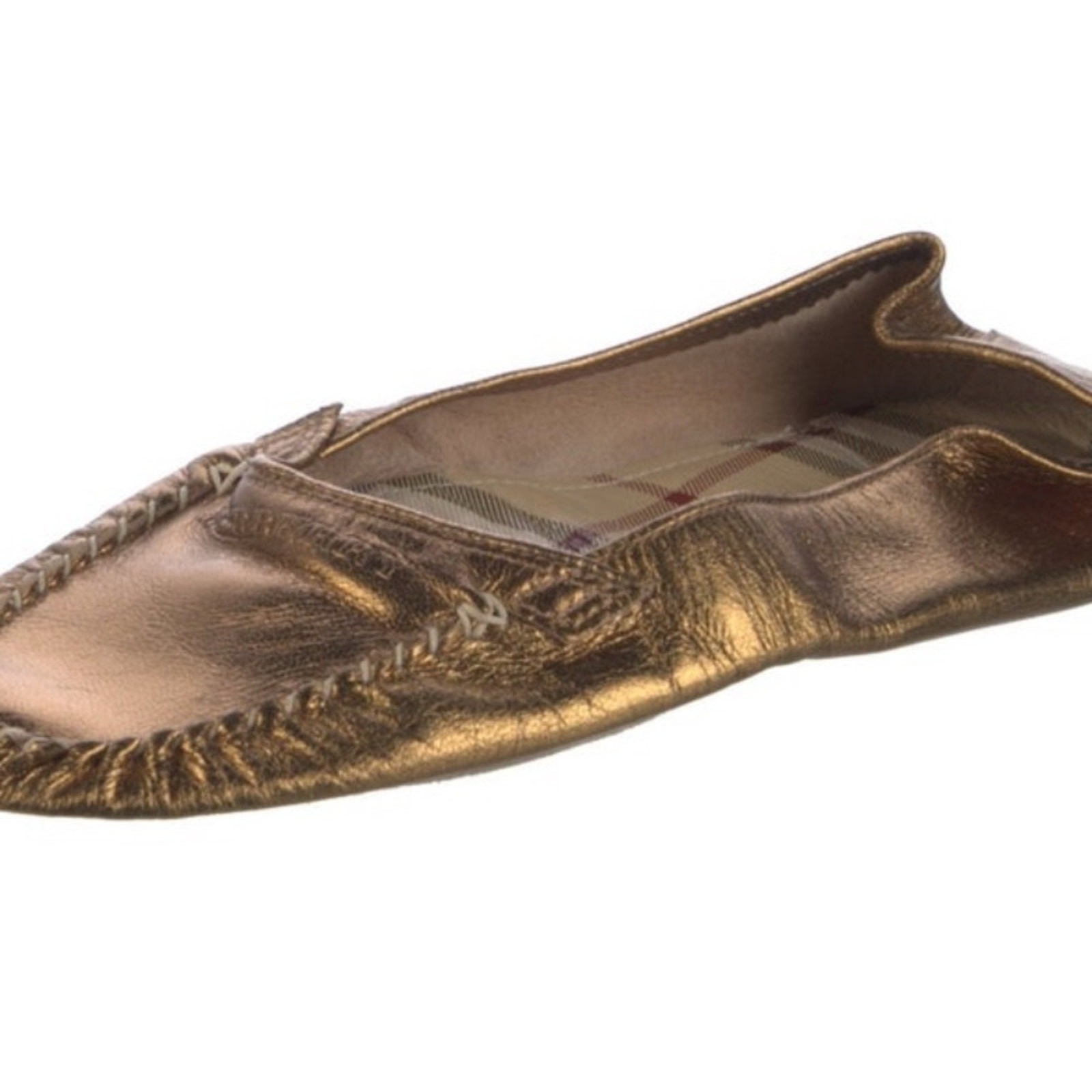 Burberry Metallic Gold Leather Slip on Ballet Moccasins Size 7 thumbnail 3
