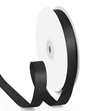 Double Faced Black Ribbon 50 Yards, 5/8 inch Polyester Black Stain Ribbon for...