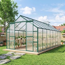 16' x 8' Polycarbonate Walk-in Garden Greenhouse Kit w/ Sliding Door, Clear