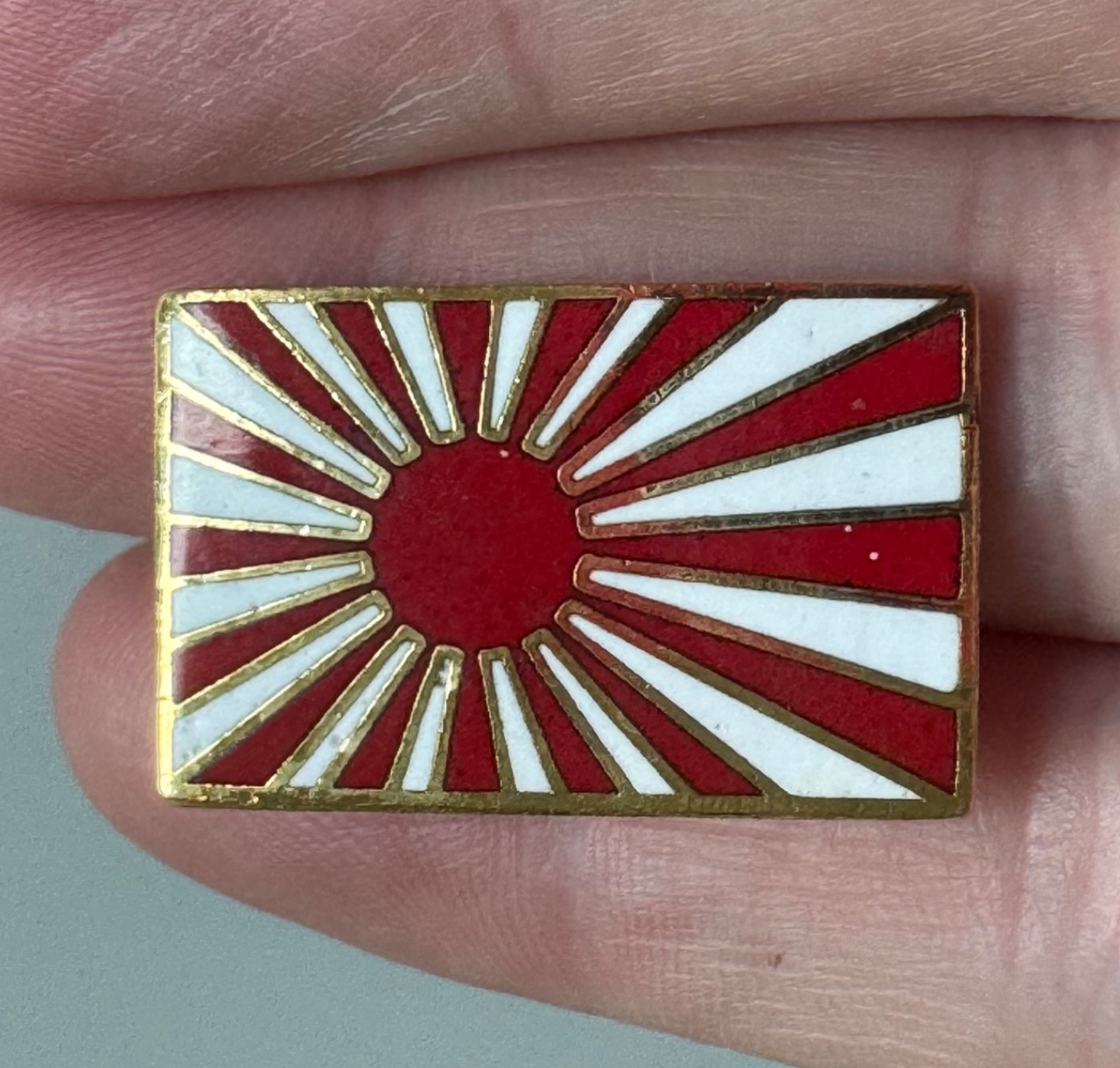 Vtg Japan Rising Sun Enamel Flag Pin Imperial Navy Style WWII