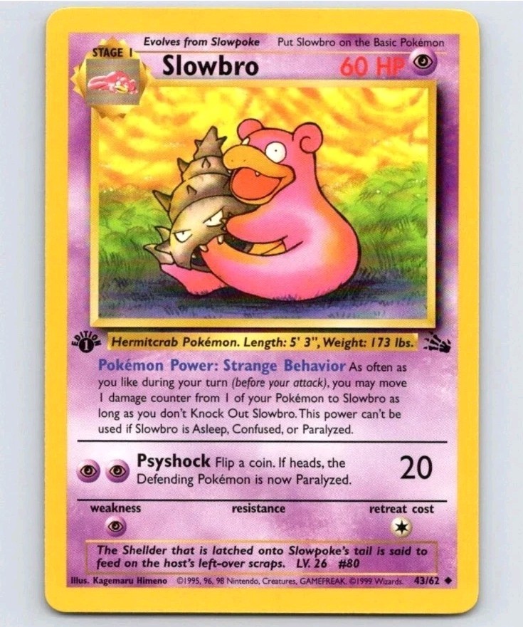 1999 Pokemon 1st Edition: Slowbro 43/62 Fossil