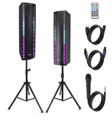 Pyle 2000W Bluetooth PA Speaker System Active Passive Outdoor Set Of 2 PS65ACT