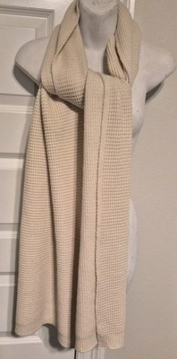 Anthropologie The Elsie Waffle-Knit Scarf NWOT Beige