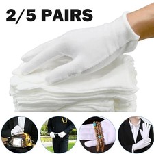 White Cotton Work Gloves Soft Thin Jewelry Coin Inspection Handling Gloves US