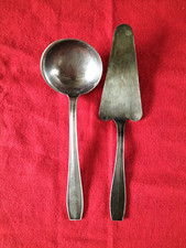 Louche à Crème & Pelle à Tarte En Métal Argenté Christofle Modèle Atlas Art Déco