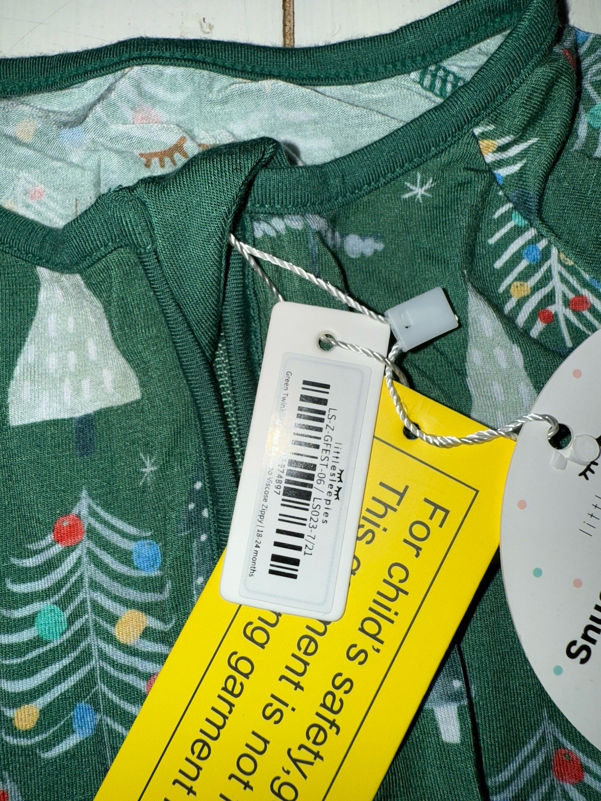 18-24 M Little Sleepies Twinkling Trees Christmas 1-pc Convertible Zippy Pajamas