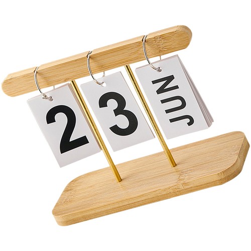 Wooden Countdown Desk Calendar Reusable Light Brown Block Decor for ...