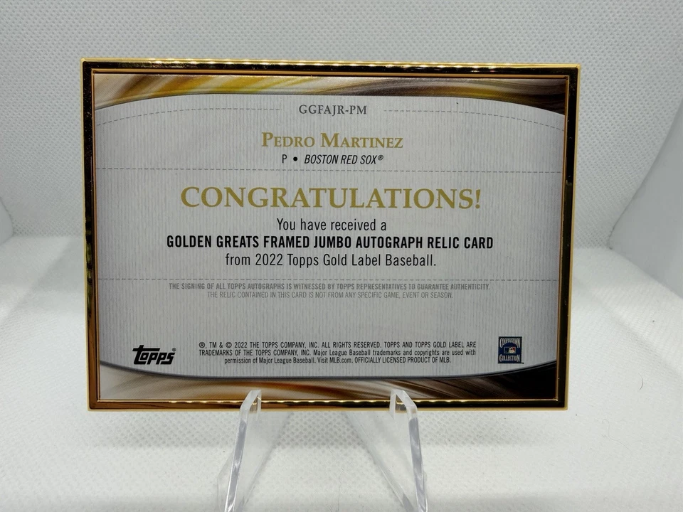 2022 TOPPS GOLD LABEL PEDRO MARTINEZ Jumbo Relic Auto 4/5 Number Match (45) - Image 2 of 2