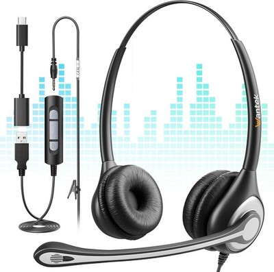 Wantek 3in1 Headset 3.5mm/USB/USB-C With Microphone Wired Headphone for PC/Phone