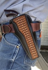 Leather Cross Draw Holster NAA Hog Leg 6" North American Arms Ruff's Black  Tan