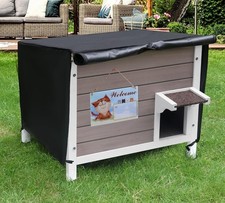 Insulated Outdoor Cat House W/ Cover Warm Pet House Outdoor Cats in Winter