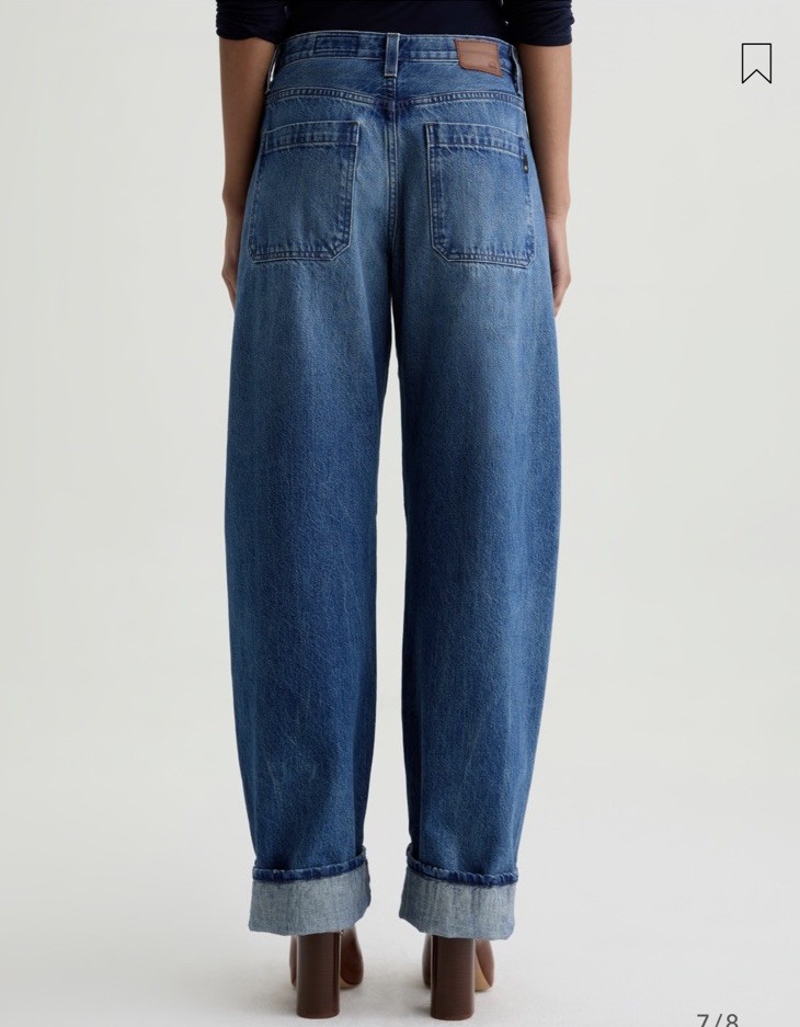 AG Adriano Goldschmied Mercer Cuffed High Rise Barrel Jeans Women Sz 29 Nouveau thumbnail 3