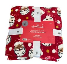 Hallmark Red Soft Plush Santa Blanket Size Twin 68 Inch By 86 Inch NEW