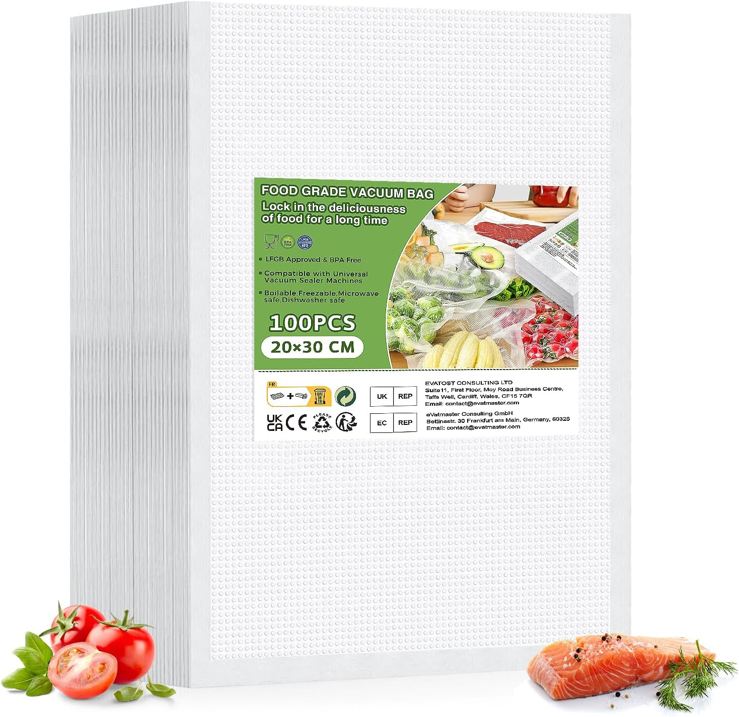 Sacchetti Sottovuoto Alimenti 20x30 cm - 100 Buste Anti-Spreco