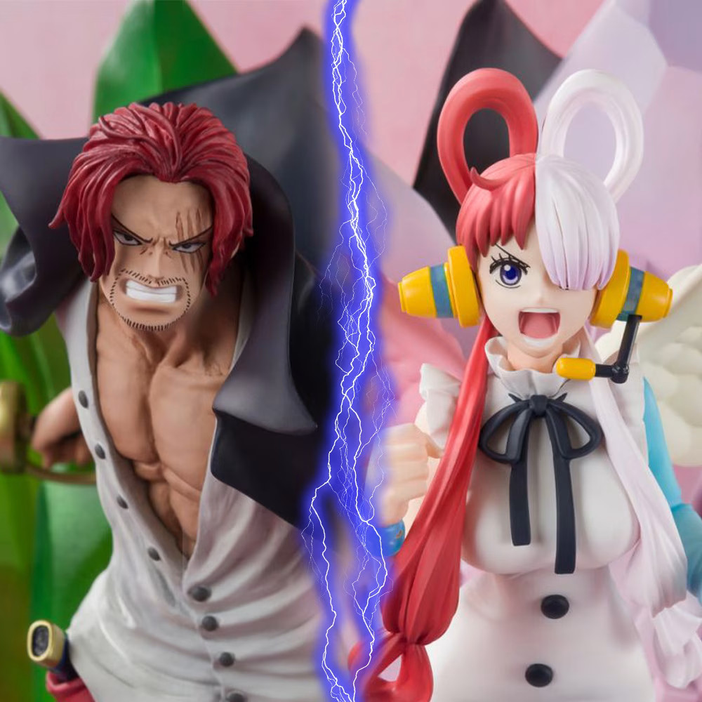 Figurine Shanks et Uta One Piece pour décoration de vitrine Manga et bureau
