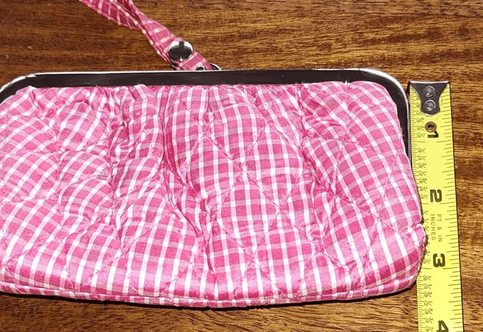 Vera Bradley Silk Collection Pink Checked Wristlet Retired Pattern - Image 2 of 4