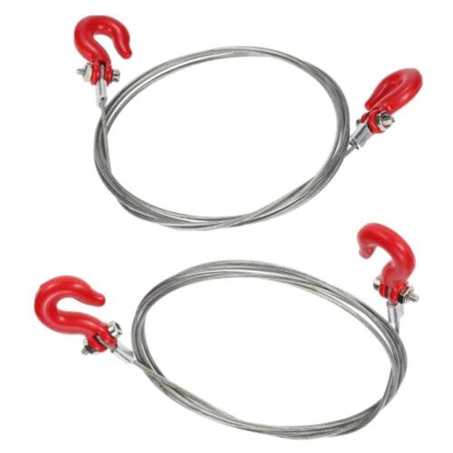2x Steel Trailer Rope Car Drag Belt 1/10 Rc With Hooks For Scith Axial Scx10 D90 - Picture 1 of 4
