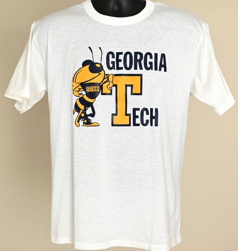 Vintage Original Georgia Tech Yellow Jacket White T-Shirt Size L (42-44) - 1