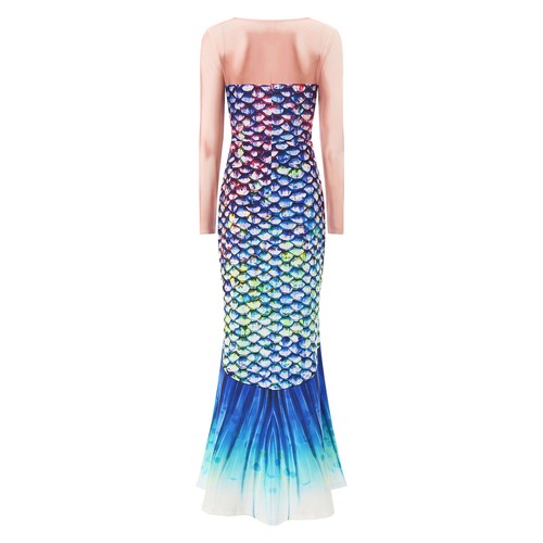 Women's Print Fish Scale Mermaid Dress Halloween Carnival Party Cosplay Costume - Bild 10 von 37