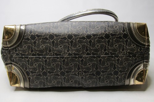 Borsa a mano in tela con carrozza cavalli sulky stampata CELINE - Foto 5 di 14