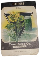 1920s Litho Antique Vintage Card Seed Co Packet Pack Dill Herbs Unused