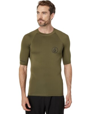 Volcom Lido Solid Regular Fit Short Sleeve Rashguard L46418 Mens Size L