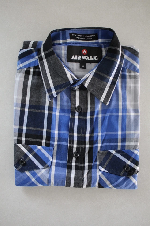 Camisa con botones de algodón manga larga AIRWALK para niños talla 18 Foto 3 de 3