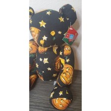 AMS Softies Plush SITTING Black Orange Pumpkins Halloween Bear 11" Stitched NWT