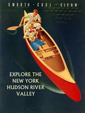 Explore the New York Hudson River Valley by Canoe Vintage Poster Repro FREE S/H