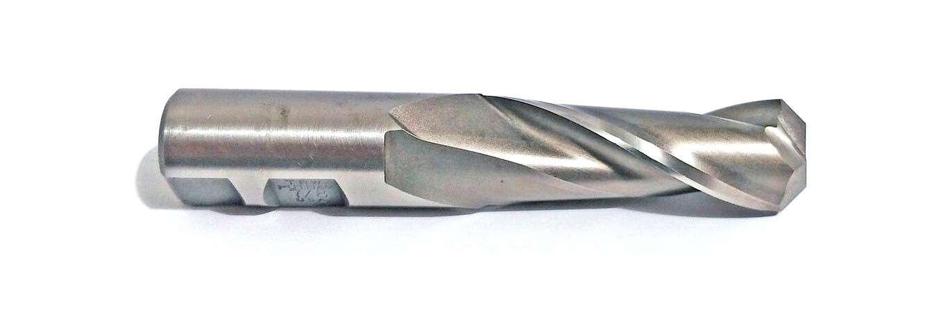 .852" 2-Flute HSS CC Plunge Cut End Mill with 45 Degree Angl