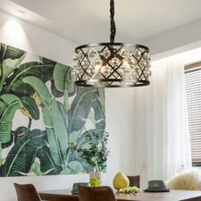 Modern Chandelier Crystal Glass E12*4 Ceiling Light Fixture Pendant Hanging Lamp