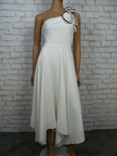 $495 Halston Heritage Chalk Black Crepe Ruffle Fit & Flare Dress 4 NWT H322