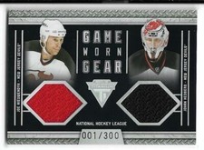 RARE 2011-12 TITANIUM NIEUWENDYK / HEDBERG GAME GEAR CARD #39 ~ 001/300 ~ UNIQUE
