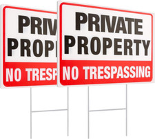 MUXYH 2 Pack Private Property No Trespassing Signs with Metal Wire H-Stakes, 12'