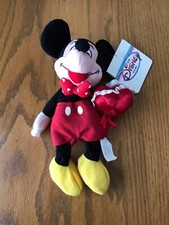 Disney Store 8" Valentine Heart Mickey Bean Bag Plush Mickey Mouse Club NWT