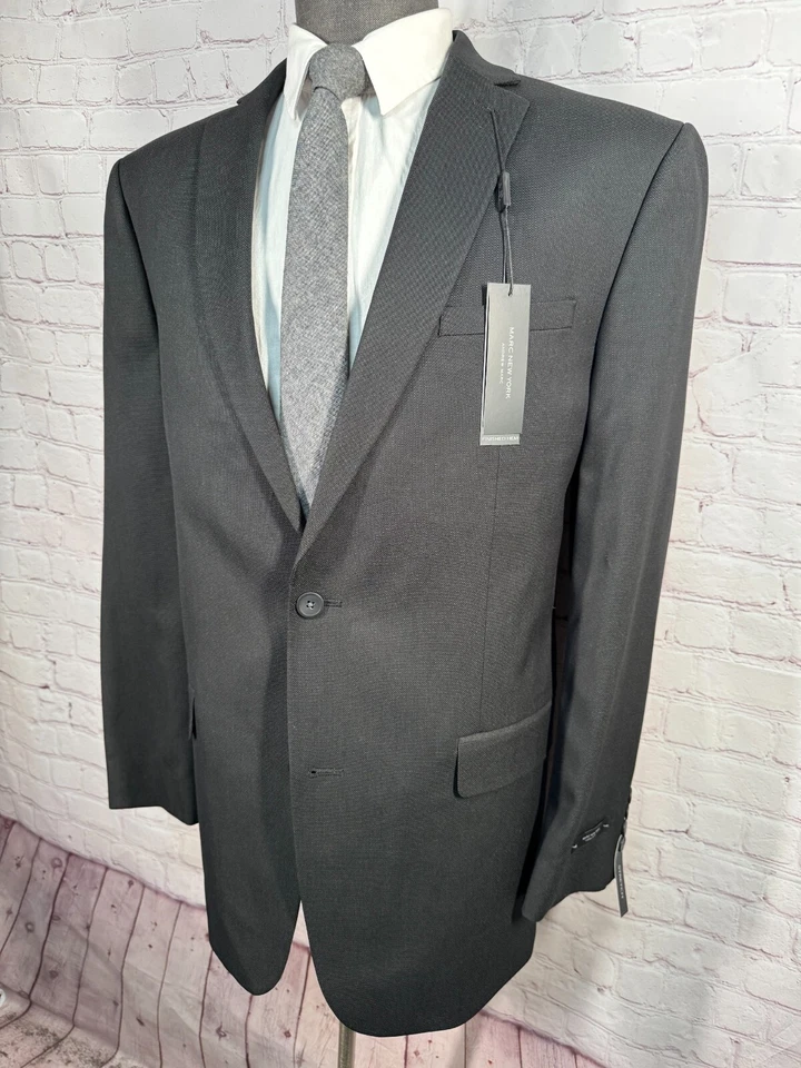 Nuevo ANDREW MARC Para Hombres Negro ELASTIZADO AJUSTADO 2 piezas Traje 44L Chaqueta 37x33 Pantalón Foto 3 de 4