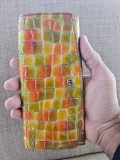 Cocco Fiore Women Clutch Wallet Multi Color Patent Leather Card Holder Purse