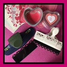 Martha Stewart LACE HEART Edge Punch, Stampin' Up  MORE AMORE DSP, TREAT Boxes
