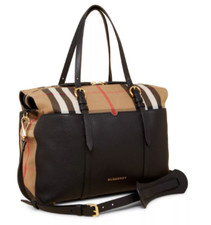 BURBERRY Mason Diaper Tote Bag with Calf Grain Leather  Gold Trim