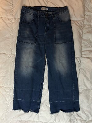 Crazy Train Wide Leg Cropped Denim Jeans Pants Western Style Womens Size 11/30