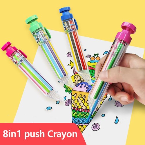 8 In 1 Multicolor Crayons Push Style DIY Replaceable Oil Pastel Colored Pencil; eBay