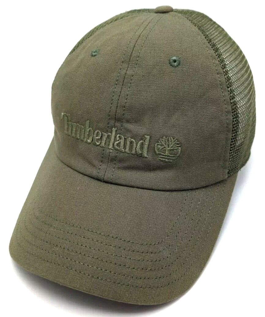 TIMBERLAND hat olive green adjustable snapback cap mesh back | eBay
