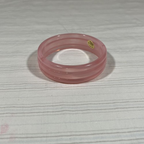 Vintage Genuine Lucite Bangle Light Pink Clear Swirls Hong Kong MCM D1