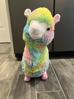 Fun And Fun Toys Large Rainbow Llama Alpaca Plush Stuffed Animal 18” Tall 