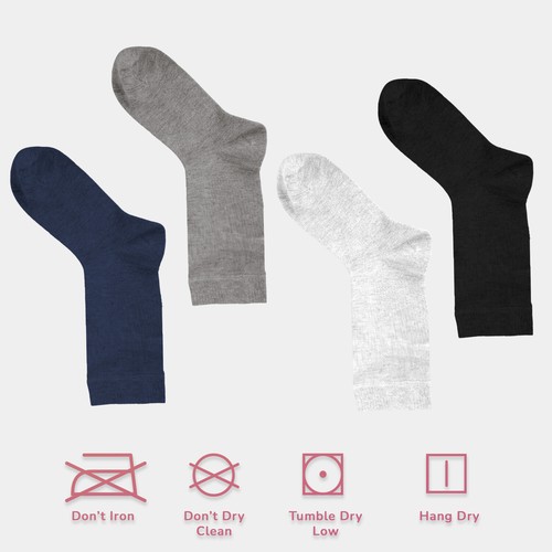 Cosyfeel® Women Loose Diabetic Crew Socks 4-Pack Bamboo Durable Seamless Toe - Picture 94 of 96