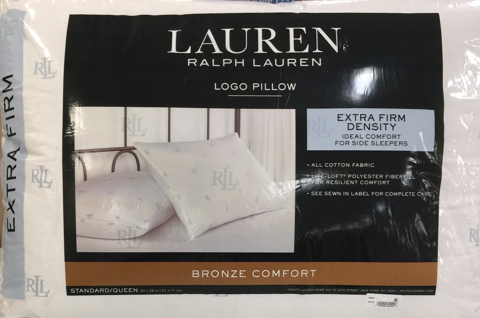 RALPH LAUREN STANDARD QUEEN LOGO PILLOW EXTRA FIRM - BRONZE COMFORT