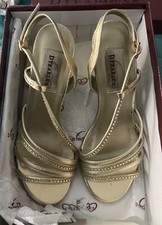 Jenny Yoo Dyeable Open Toe Gold Dress Shoes Size 7